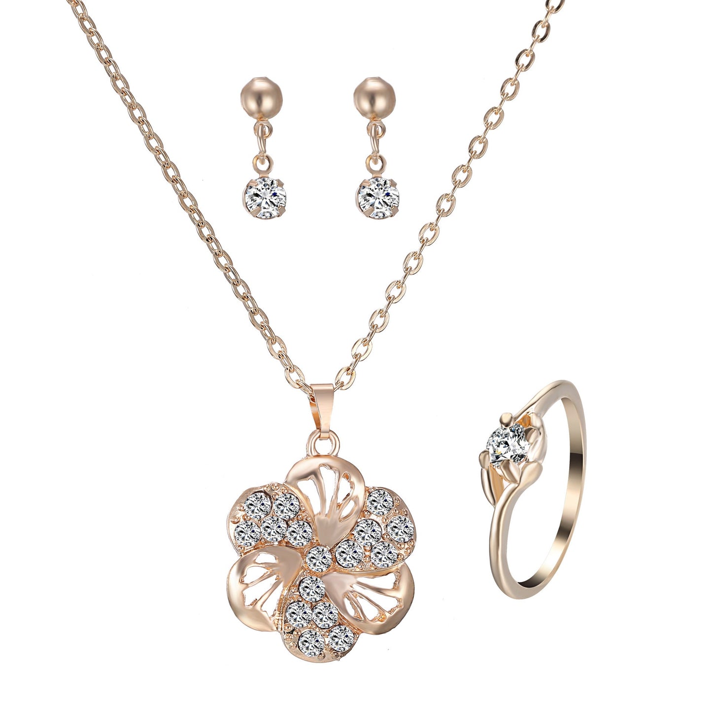 Heart Pendant Jewelry Set Rhinestone Jewellery BAZONA