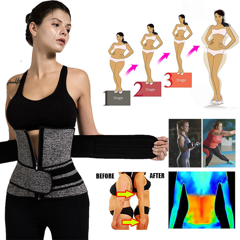Tummy Sweat Shapewear Bodysuits Women Waist Trainer Slimming 2-3 Belts Workout Shaper Corset BAZONA