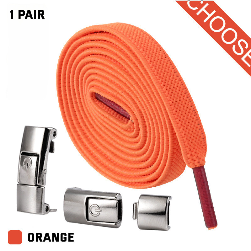 Elastic Press Lock Shoelaces – No-Tie, Wide Flat Laces for Kids & Adults