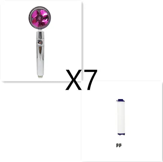 Shower Head Water Saving Flow 360 Degrees Rotating With Small Fan ABS Rain High Pressure Spray Nozzle Bathroom Accessories