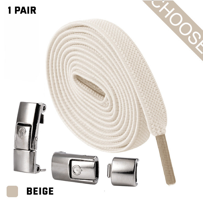 Elastic Press Lock Shoelaces – No-Tie, Wide Flat Laces for Kids & Adults