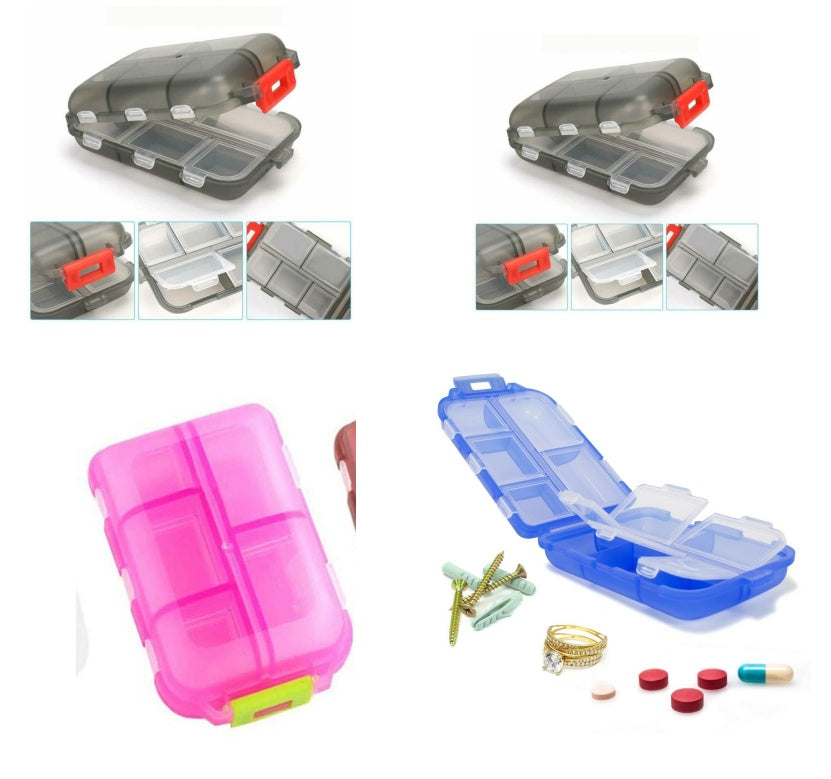 Travel Pill Organizer 10 Grid Moisture Proof Pills Box For Pocket Purse Daily Pill Case Portable Medicine Vitamin Holder Container BAZONA