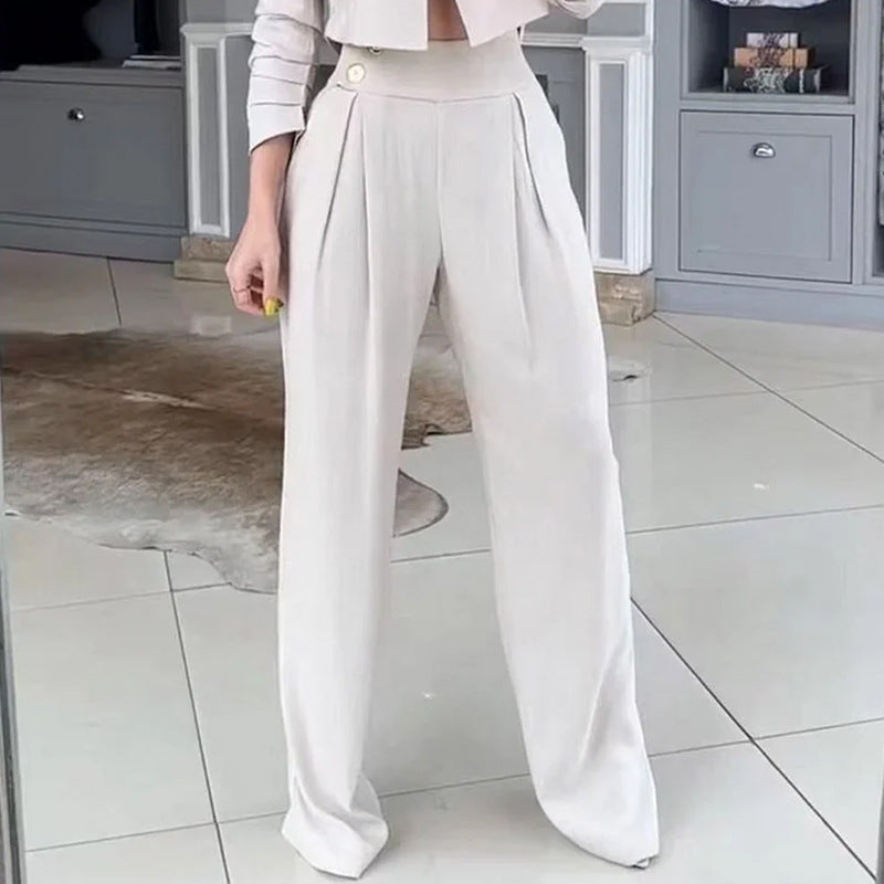 Women's Suit Autumn New Solid Color Loose Trousers Two-piece Set BAZONA