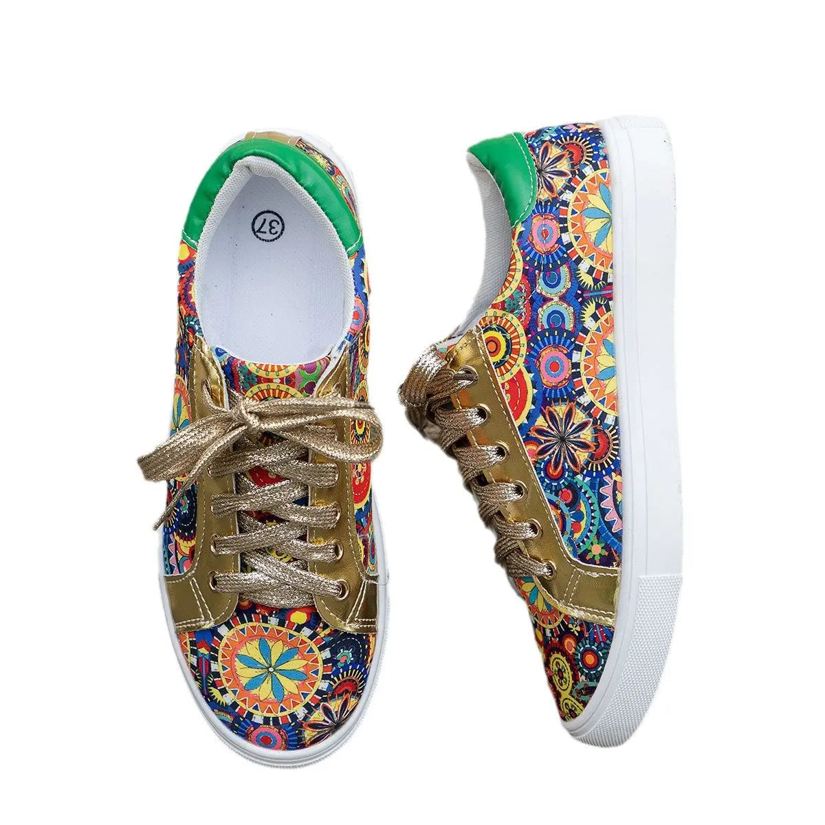 Round Toe Board Shoes Printed Canvas Women's Shoes