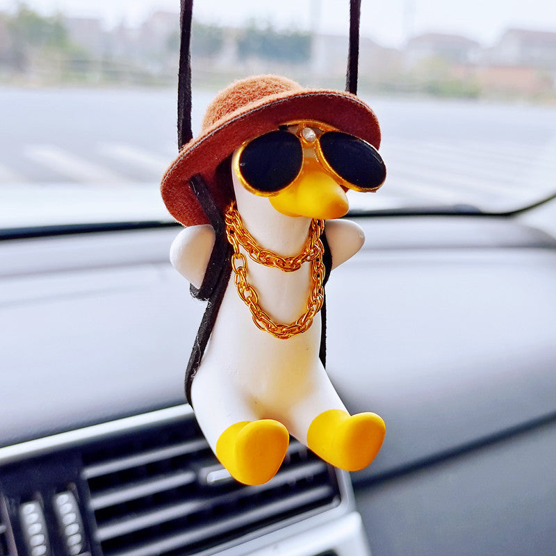 Cowboy Pistol Duck Car Mirror Pendant – Funny & Cool Anime-Inspired Car Decor