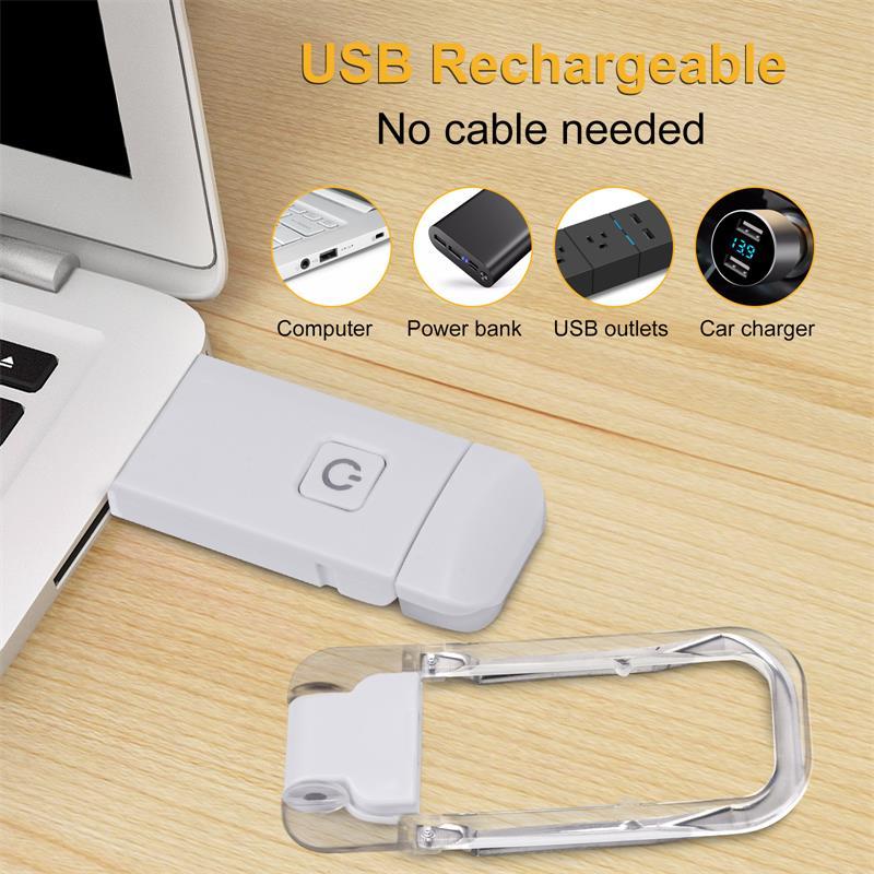 LED USB Rechargeable Book Reading Light Brightness Adjustable Eye Protection Clip Book Light Portable Bookmark Read Light BAZONA