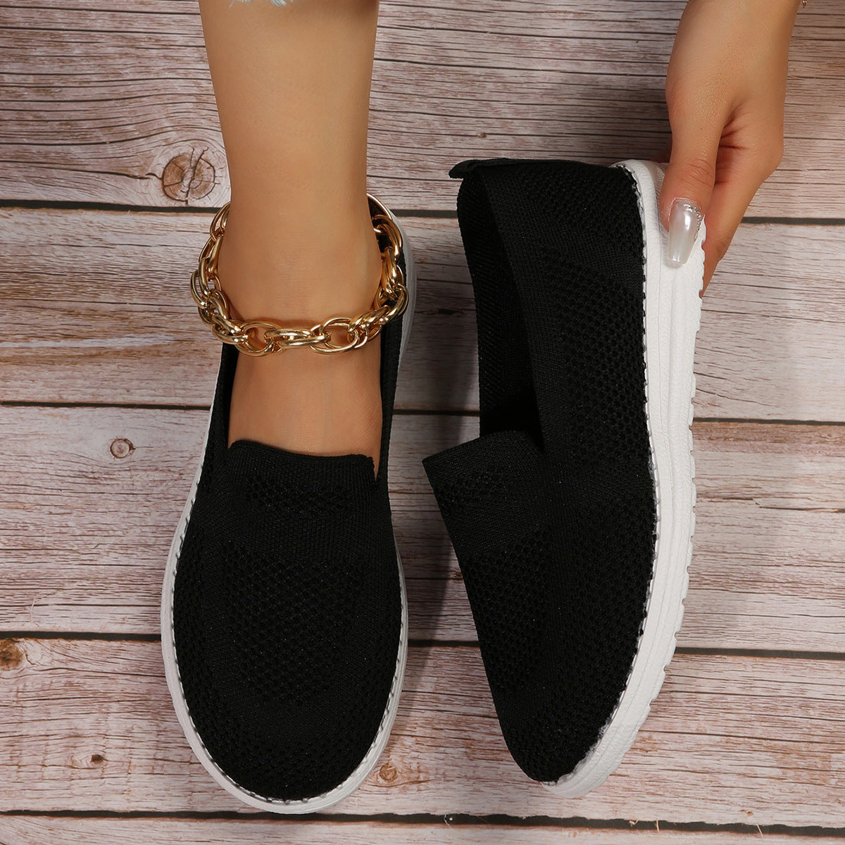 Women's Mesh Shoes Breathable Slip On Lazy Shoes Loafers BAZONA
