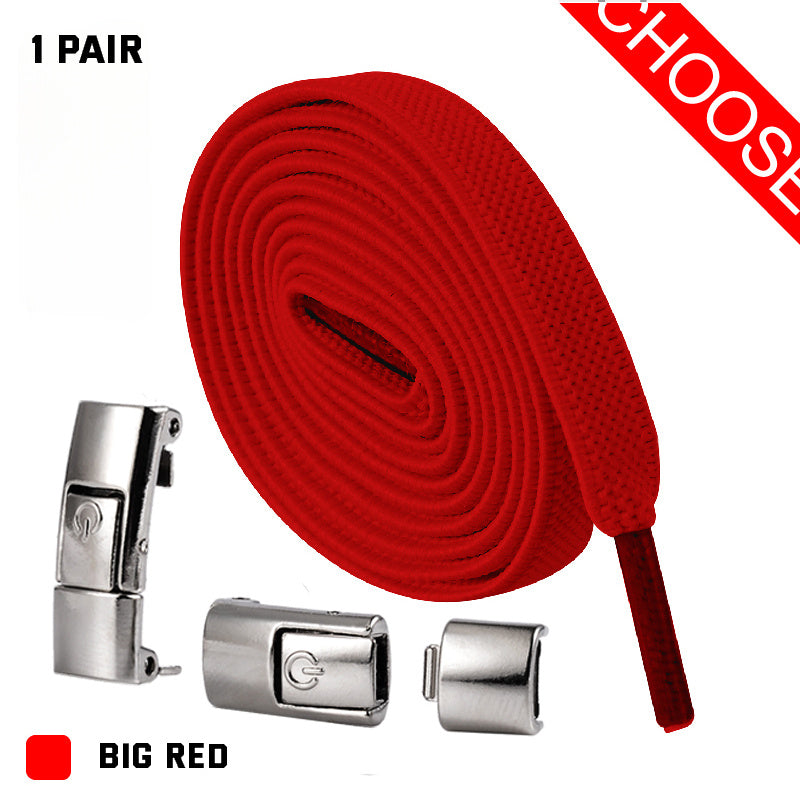 Elastic Press Lock Shoelaces – No-Tie, Wide Flat Laces for Kids & Adults
