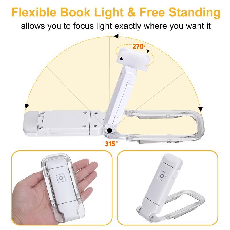 LED USB Rechargeable Book Reading Light Brightness Adjustable Eye Protection Clip Book Light Portable Bookmark Read Light BAZONA