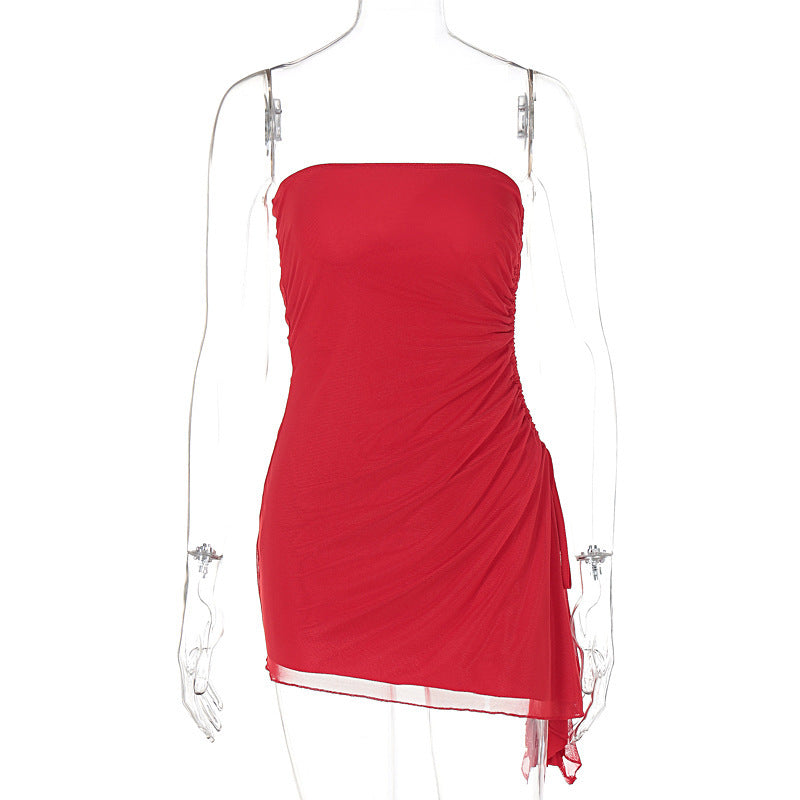 Y2K Tube-top Split Dress Summer Ins Fashion Backless Short Dresses For Women - bazona.com