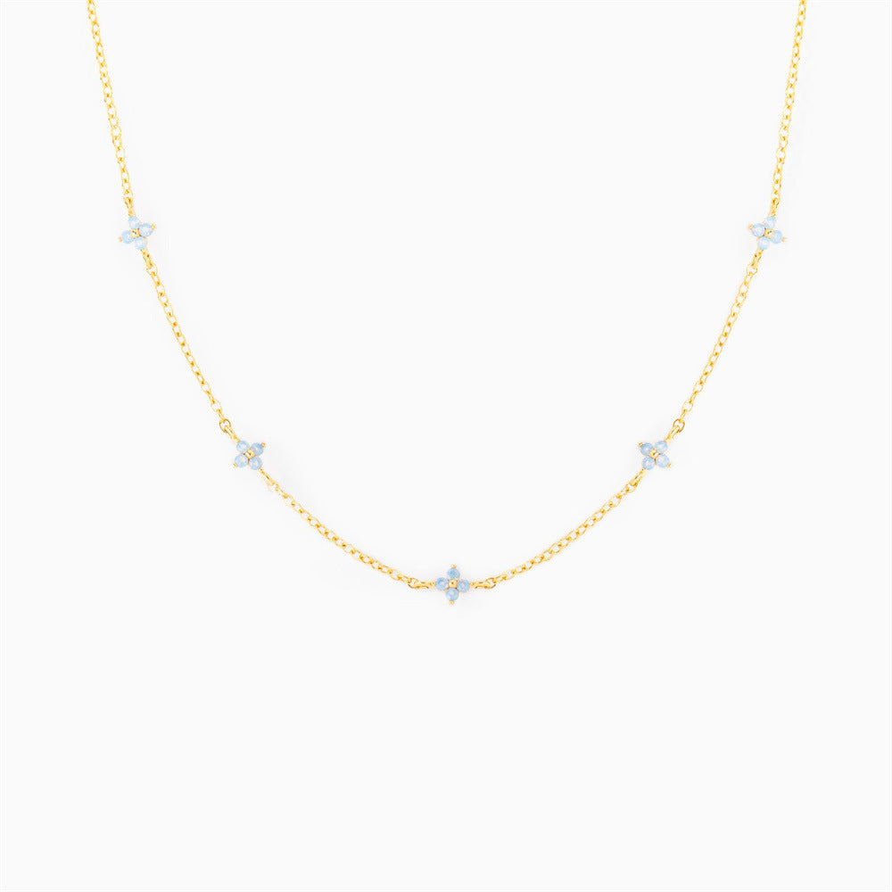 Ins Style Fashion Blue Flower Necklace Vacation Beach Travel Spring Summer Jewelry BAZONA
