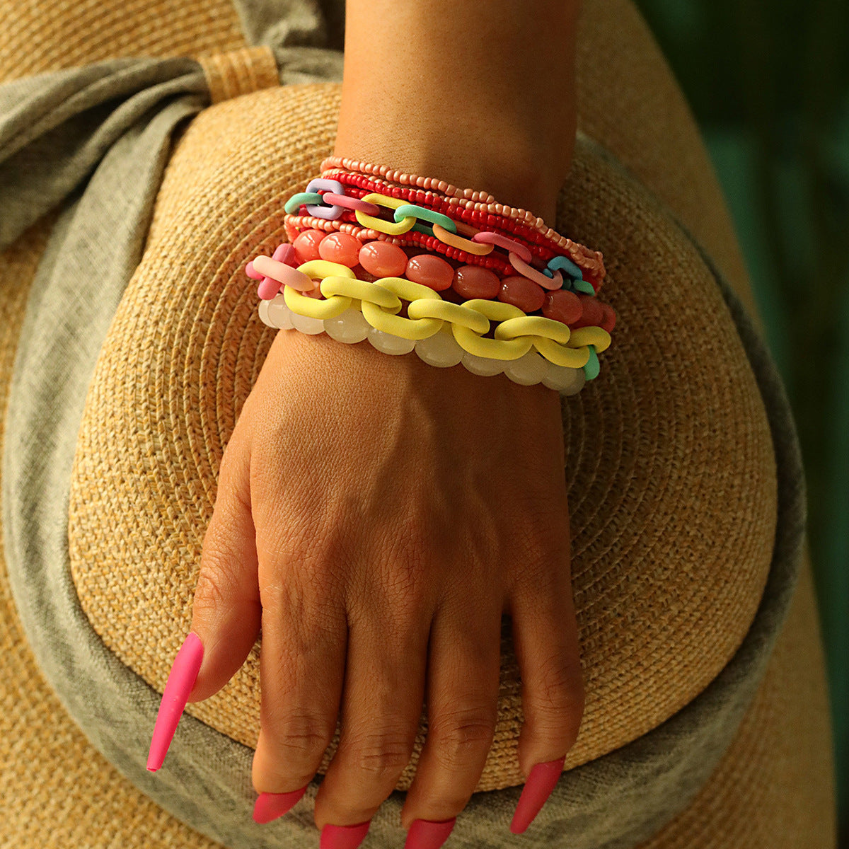 10-pack Elastic Beaded Acrylic Bracelet BAZONA