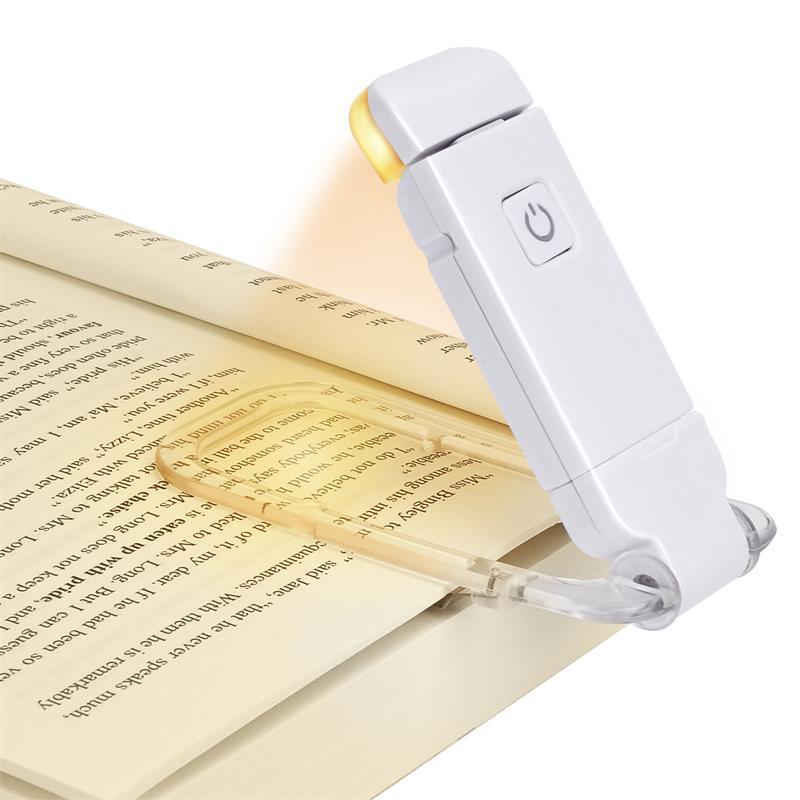 LED USB Rechargeable Book Reading Light Brightness Adjustable Eye Protection Clip Book Light Portable Bookmark Read Light BAZONA