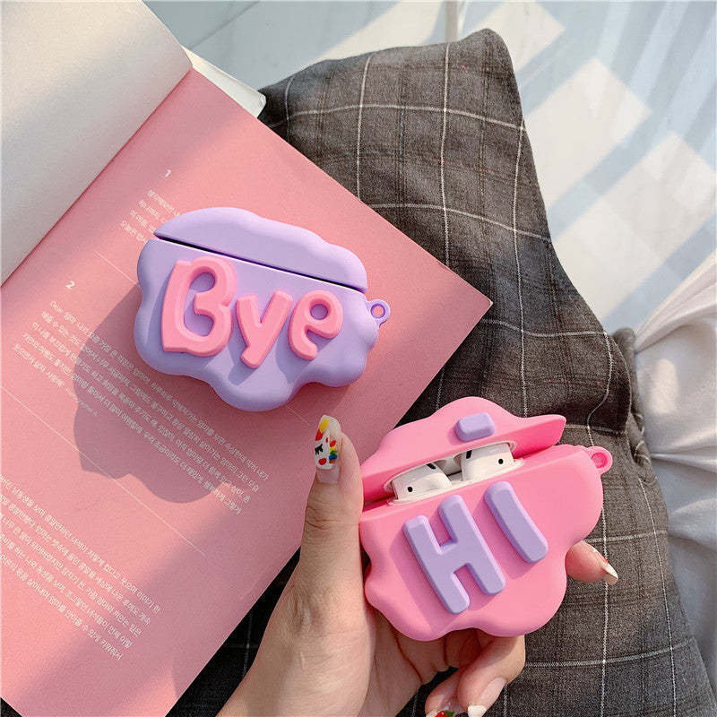 AirPod 2 Case 3D HI BYE Cloud Letter Cartoon Soft Silicone Wireless Earphone Cases For Airpods Case Cute Cover BAZONA