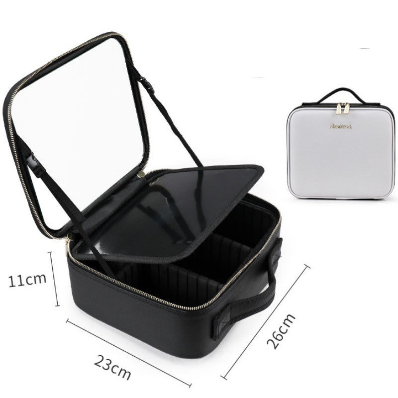Smart LED Cosmetic Case with Mirror – Large Capacity Travel Makeup Bag & Portable Storage