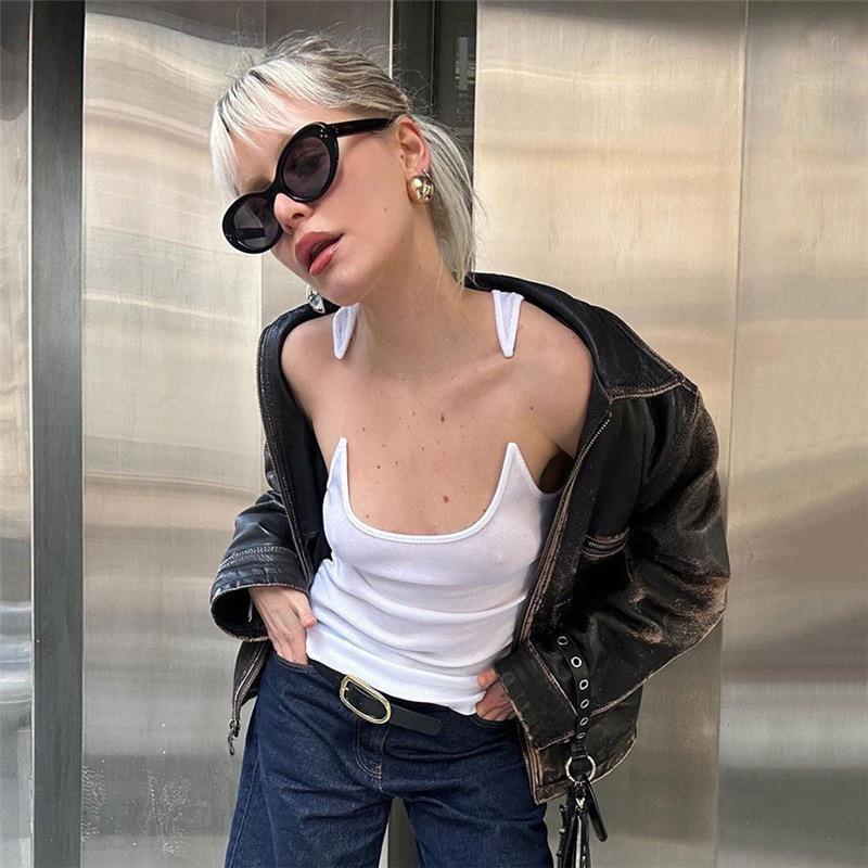Y2K Invisible Camisole Vest Ins Fashion Slim U-neck Top Summer Women's Clothing BAZONA