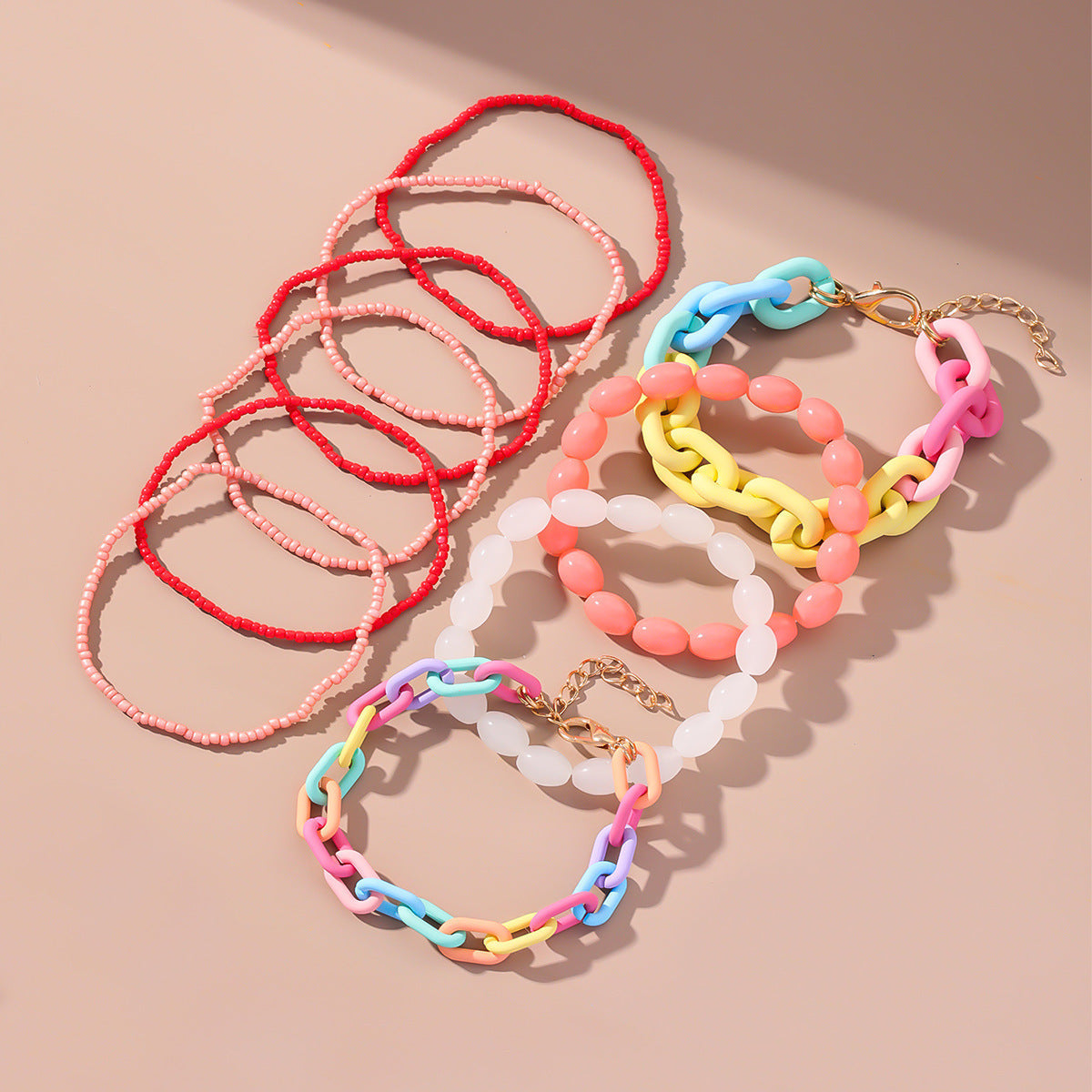 10-pack Elastic Beaded Acrylic Bracelet BAZONA
