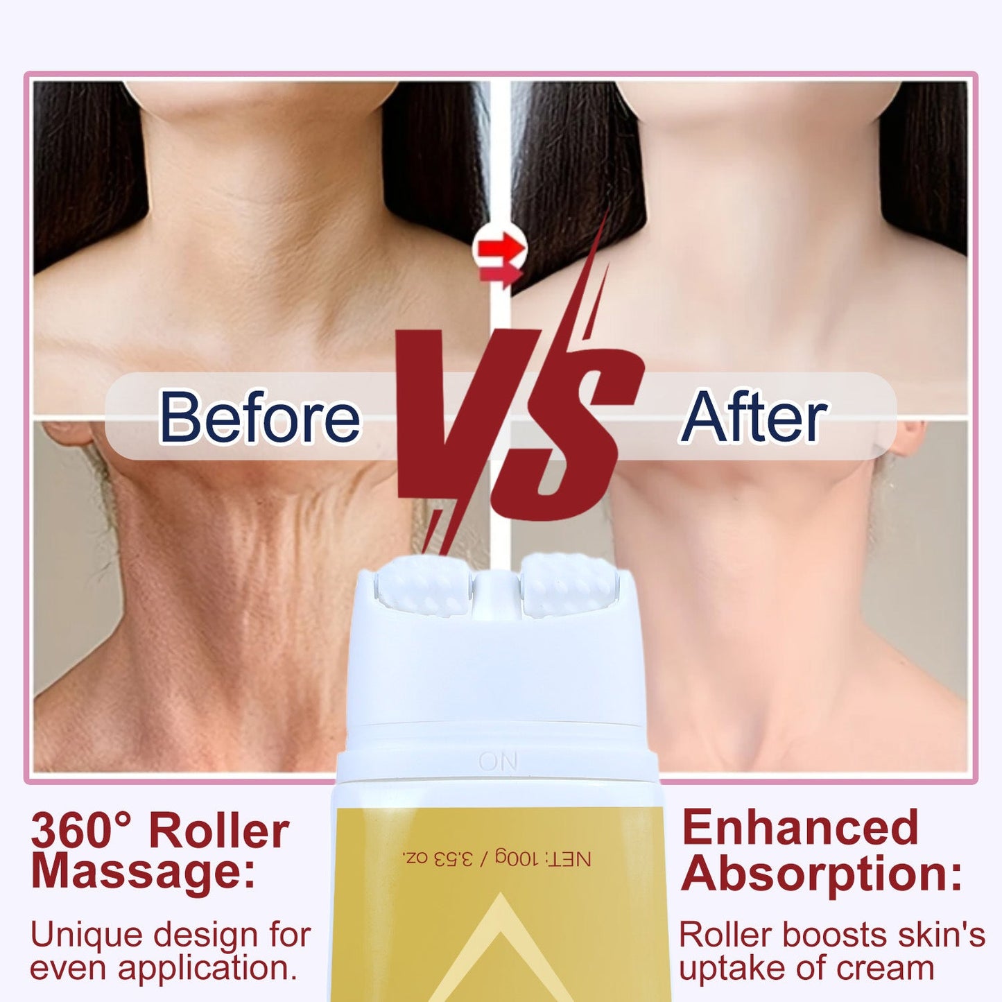 Neck Firming Roller Cream Lifts Dilutes Neck Lines Deeply Nourishes Easily Absorbed Massages And Soothes Neck Skin Care BAZONA