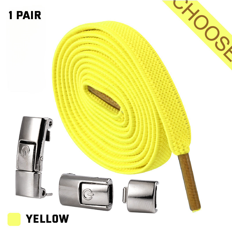 Elastic Press Lock Shoelaces – No-Tie, Wide Flat Laces for Kids & Adults