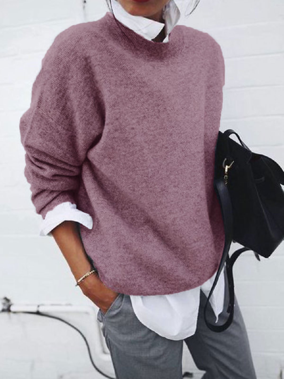 Fashion Long Sleeve Pullover Sweater Fall And Winter Fashion Solid Color Knitted Tops For Women Clothing - bazona.com