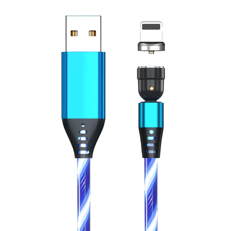 540 Rotate Luminous Magnetic Cable 3A Fast Charging Mobile Phone Charge Cable For LED Micro USB Type C For I Phone Cable BAZONA
