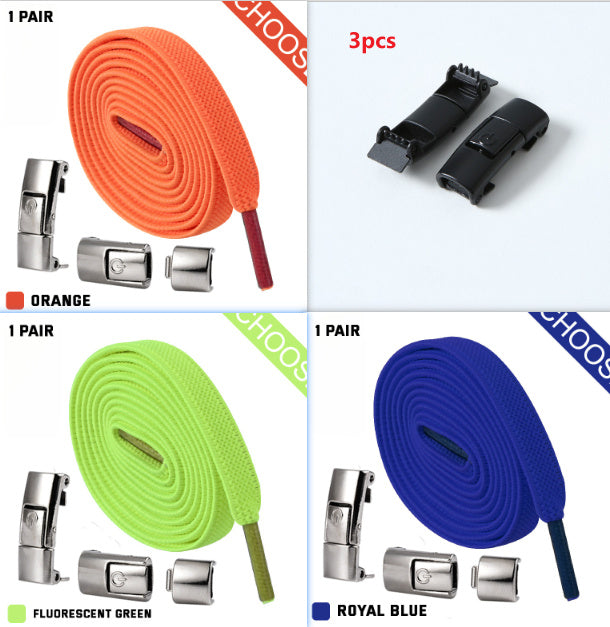 Elastic Press Lock Shoelaces – No-Tie, Wide Flat Laces for Kids & Adults