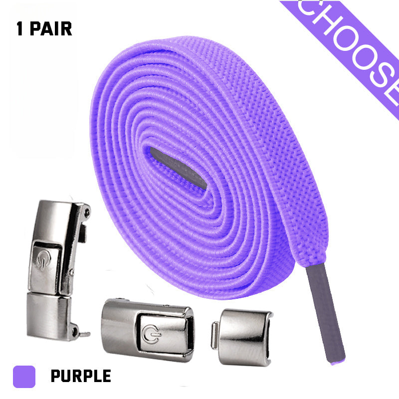Elastic Press Lock Shoelaces – No-Tie, Wide Flat Laces for Kids & Adults