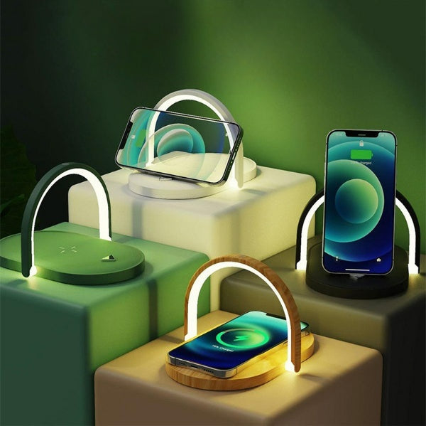3 In 1 Foldable Wireless Charger Night Light Wireless Charging Station Stonego LED Reading Table Lamp 15W Fast Charging Light BAZONA