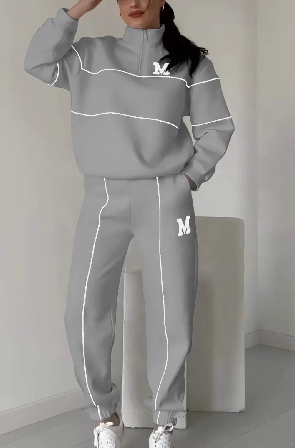 Womens 2 Piece Outfits Lounge Hoodless Pullover Sweatshirt Sweatsuit Sets Sweatshirt Baggy Fashion Sweatpants With Pockets BAZONA