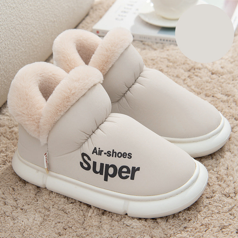 Warm House Shoes Plush Fleece High Back Heel Slippers Home Winter Warm Couple Shoes BAZONA