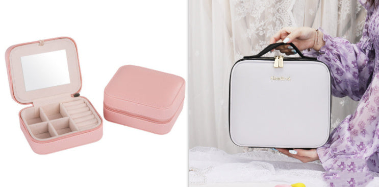 Smart LED Cosmetic Case with Mirror – Large Capacity Travel Makeup Bag & Portable Storage