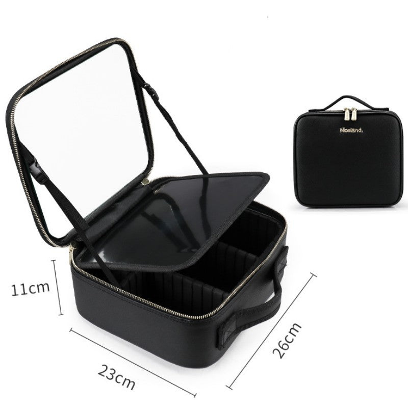 Smart LED Cosmetic Case with Mirror – Large Capacity Travel Makeup Bag & Portable Storage