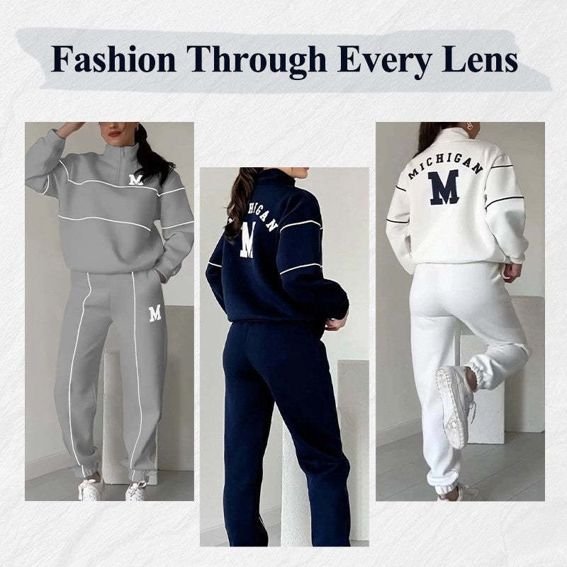 Womens 2 Piece Outfits Lounge Hoodless Pullover Sweatshirt Sweatsuit Sets Sweatshirt Baggy Fashion Sweatpants With Pockets BAZONA