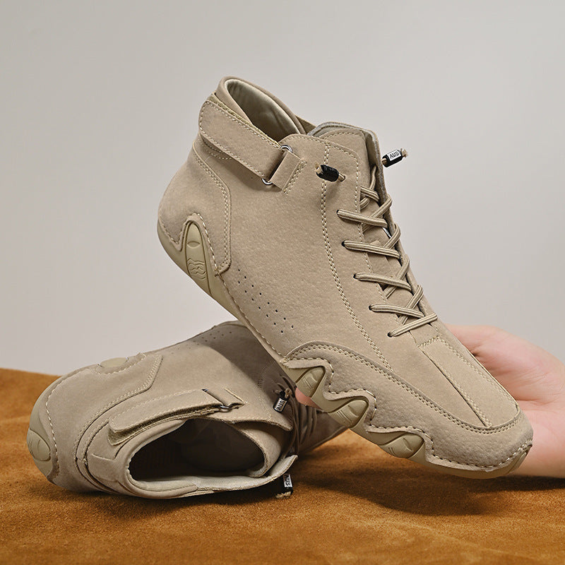 Men Ankle Boots Autumn Winter Suede Velcro Shoes Fashion Lace-up Sneakers BAZONA