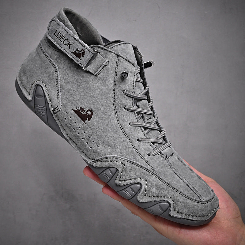 Men Ankle Boots Autumn Winter Suede Velcro Shoes Fashion Lace-up Sneakers BAZONA
