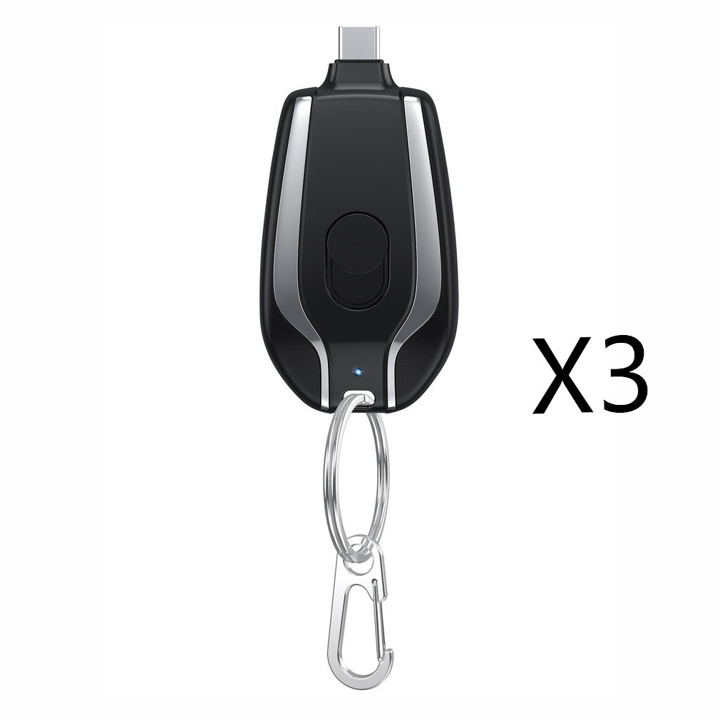1500mAh Mini Power Emergency Pod Keychain Charger With Type-C Ultra-Compact Mini Battery Pack Fast Charging Backup Power Bank BAZONA