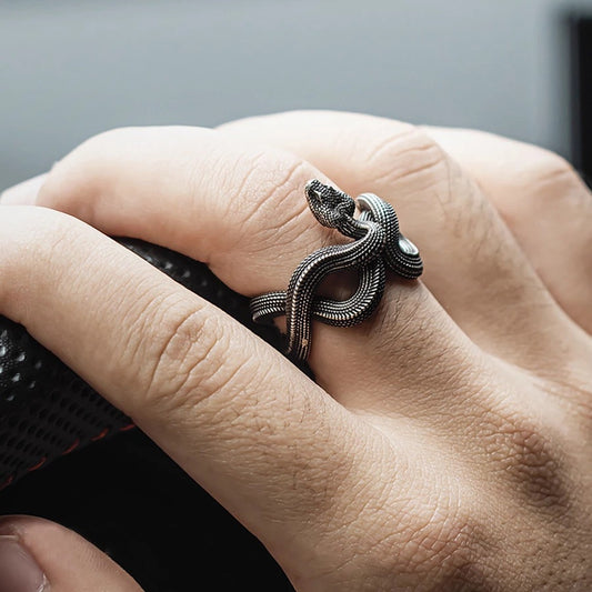 Vintage Gold Color Snake Ring For Man Women Snake Handmade Men's Ring National Tide Necklace Pendant Jewelry Accessories