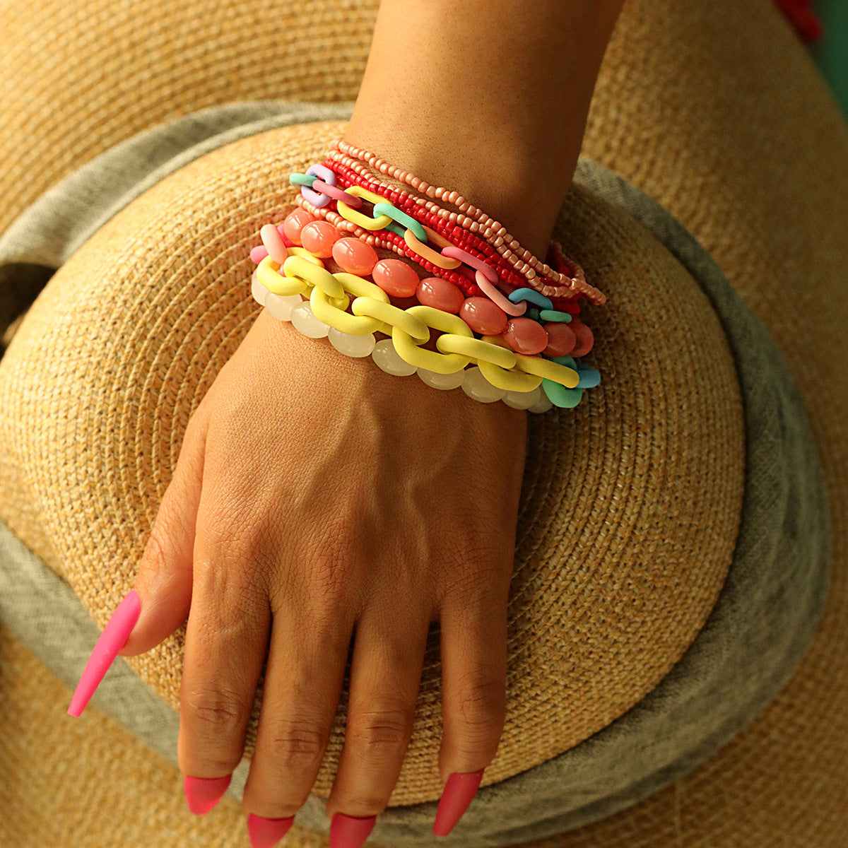 10-pack Elastic Beaded Acrylic Bracelet BAZONA