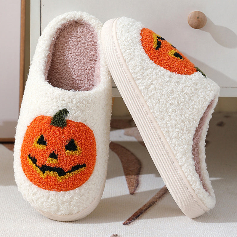 Halloween Pumpkin Cartoon Slippers Warm Winter Slippers Men And Women Couples Indoor House Shoes BAZONA