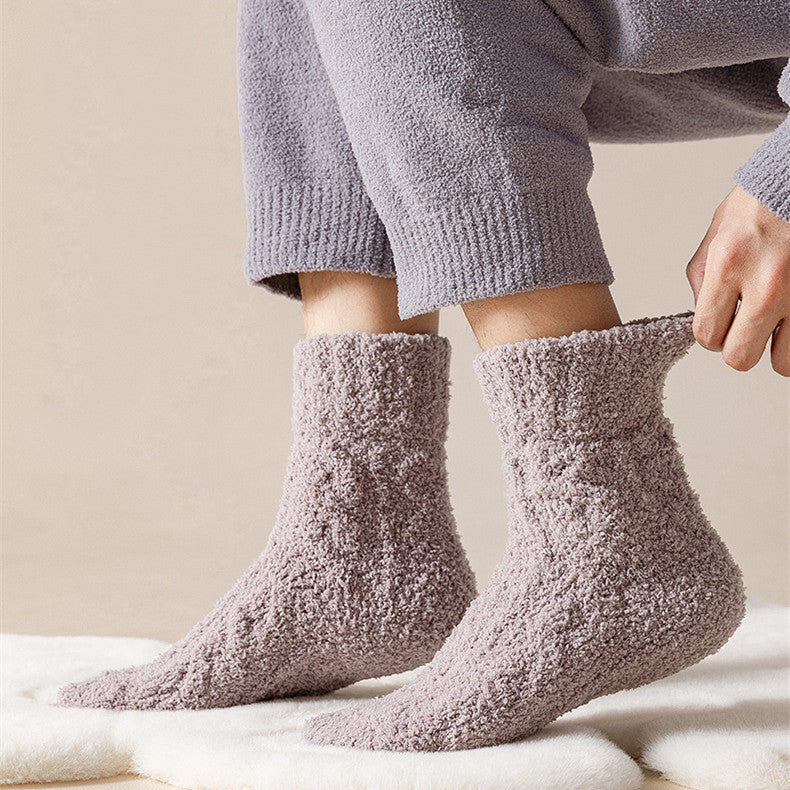 Winter Warm Fuzzy Coral Fleece Socks Women Men Velvet Thickened Home Sleepping Floor Socks BAZONA