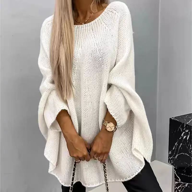 Winter Loose Batwing Sleeve Pullover Sweater Fashion Oversized Knitted Shawl Sweater Tops For Women Clothing BAZONA