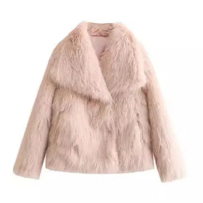 Winter Plush Coat Fashion Thicken Lapel Outwear Casual Long Sleeve Tops Womens Clothing - bazona.com