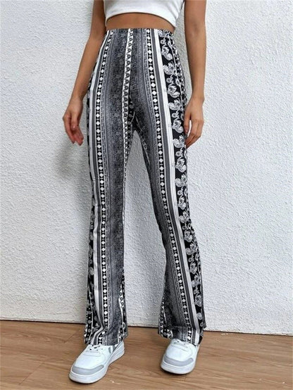 High Elastic Tight Pants Slim Sexy Print Trousers Womens Clothing BAZONA