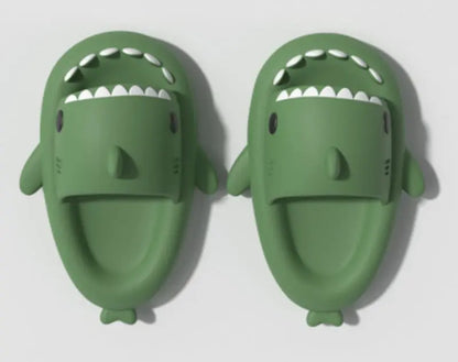 Adult's Slippers Indoor Outdoor Funny Shark Cartoon - bazona.com