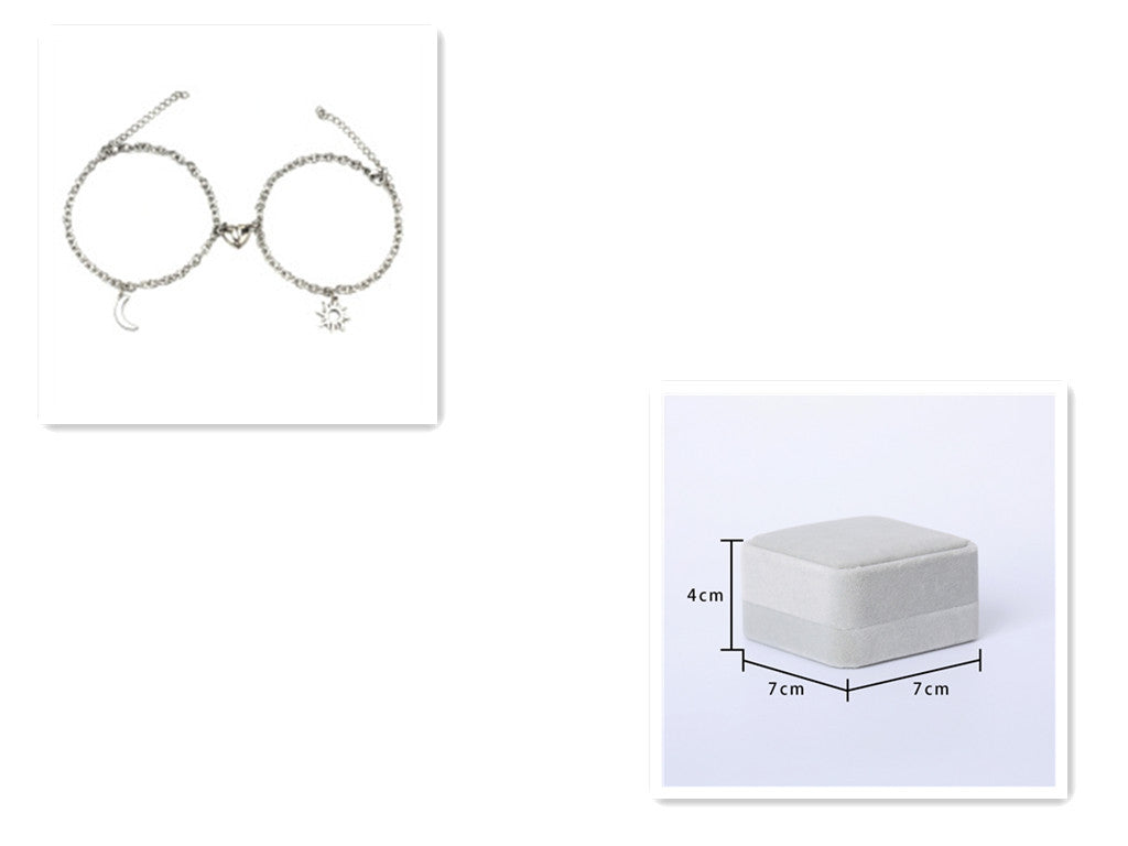 2Pcs Sun Moon Charm Magnet Attraction Stainless Steel Bracelets For Couples Men Women Jewelry Wholesale Valentine's Day Gifts - bazona.com