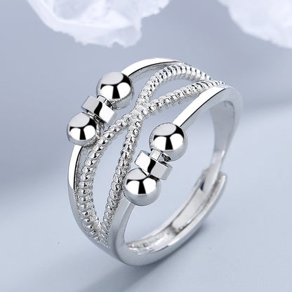 Rotatable Ring With Open Design Fashion Double-layered Hollow Line Anxiety Relief Rings For Women - bazona.com