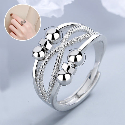 Rotatable Ring With Open Design Fashion Double-layered Hollow Line Anxiety Relief Rings For Women - bazona.com