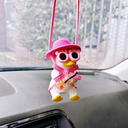 Cowboy Pistol Duck Car Mirror Pendant – Funny & Cool Anime-Inspired Car Decor BAZONA