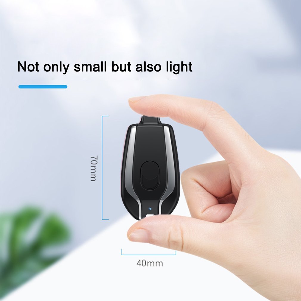 1500mAh Mini Power Emergency Pod Keychain Charger With Type-C Ultra-Compact Mini Battery Pack Fast Charging Backup Power Bank BAZONA
