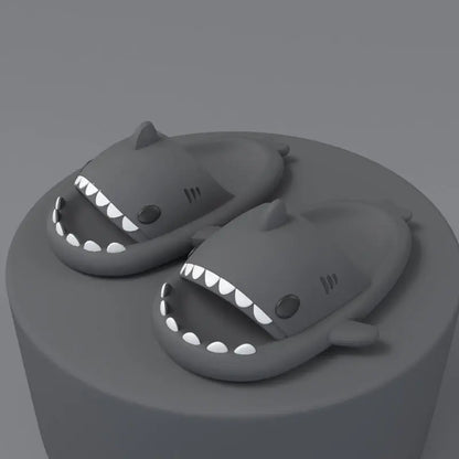 Adult's Slippers Indoor Outdoor Funny Shark Cartoon - bazona.com